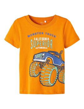 Camiseta Name it Moster Naranja Para NIño