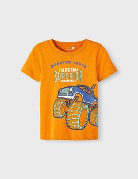 Camiseta Name it Moster Naranja Para NIño