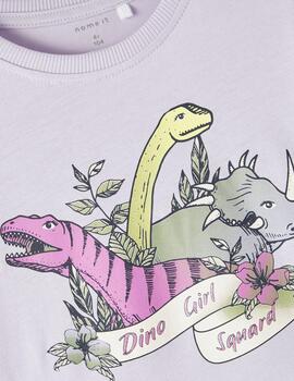 Camiseta Name it Dinos Lila Para Niña