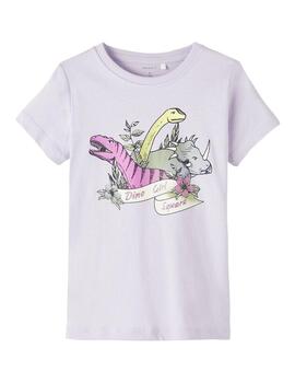 Camiseta Name it Dinos Lila Para Niña