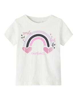 Camiseta Name it Arco Iris Blanca Para Niña