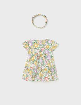 Vestido Mayoral Flores Diadema Lila Para Bebé
