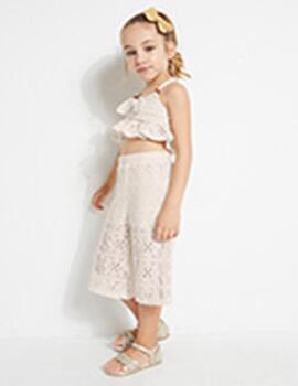 Conj.Mayoral Cropped Crochet Beige Para Niña