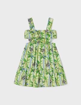 Vestido Mayoral Estampado Verde Para Niña