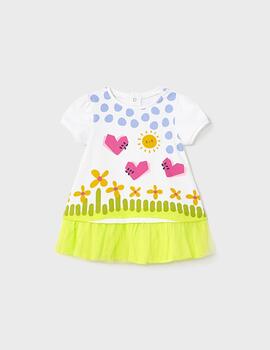 Vestido Mayoral Combinado Tul Para Bebè