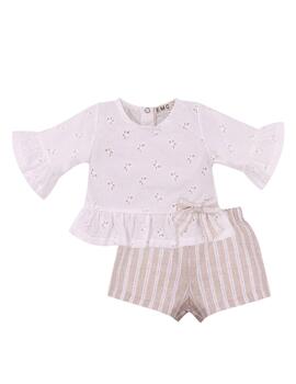 Conj.EMC Camisa Short Blanco Para Niña