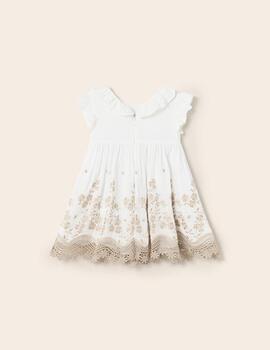 Vestido Mayoral Bordado Blanco Para Bebe