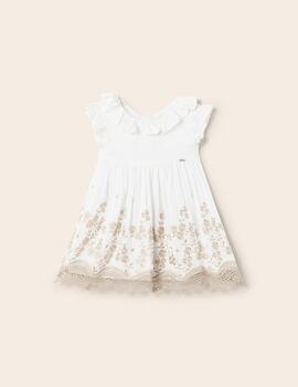 Vestido Mayoral Bordado Blanco Para Bebe