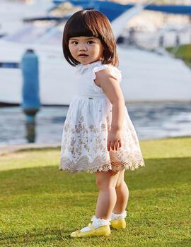 Vestido Mayoral Bordado Blanco Para Bebe