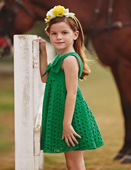 Vestido Mayoral Perforado Verde Para Chica