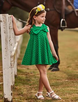 Vestido Mayoral Perforado Verde Para Chica