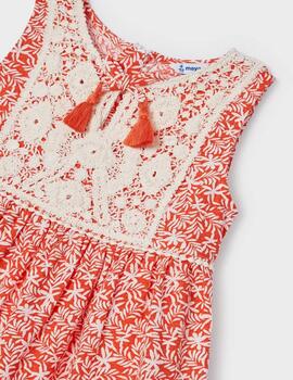 Vestido Mayoral Estampado Naranja Para Niña