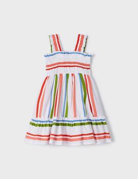 Vestido Mayoral Rayas Melocotón Para Niña