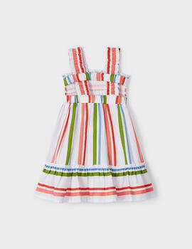 Vestido Mayoral Rayas Melocotón Para Niña