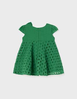 Vestido Mayoral Perforado Verde Para Bebe