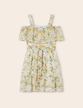Vestido Mayoral Gasa Flores Para Chica