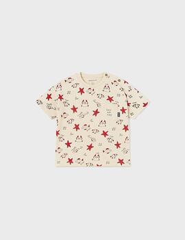 Camiseta Mayoral M/C Estampado Rojo Para  Bebè