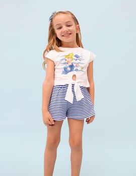  Conj.Mayoral Short Rayas Sirenita Royal Para Niña