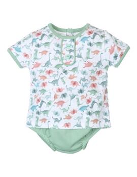 Conjunto Popys Estampado Dinosaurio Verde Para Beb