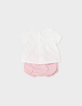 Conj Mayoral Corazones Blanco Rosa Para Bebe