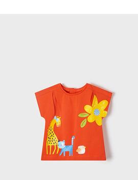 Camiseta Mayoral Girafa Naranja Para Niña