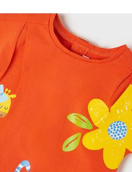Camiseta Mayoral Girafa Naranja Para Niña