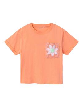 Camiseta Name it Flor Naranja Para Chica