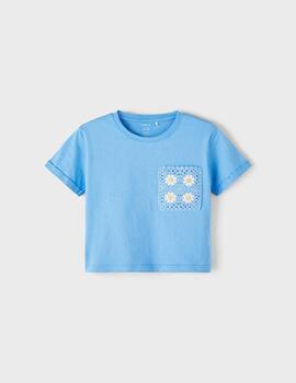 Camiseta Name it Flor Azul Para Niña