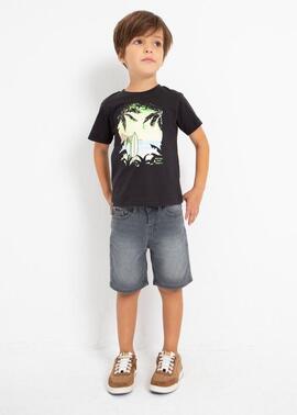 Camiseta Mayoral Negro M/C Paradise Para Niño