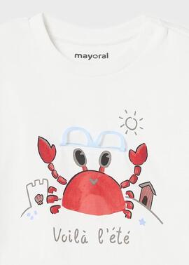 Camiseta Mayoral M/C Cangrejo Blaco Para Bebè