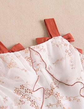 Mono Dadati Gasa Estampado Ramas Cobre Para Chica