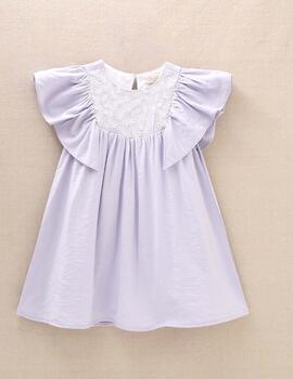 Vestido Dadati Lila Con Bordados Blanco Para Niña