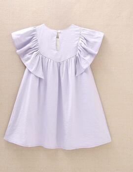 Vestido Dadati Lila Con Bordados Blanco Para Niña