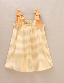 Vestido Dadati Cuadritos Amarillo Para Niña