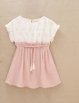 Vestido Dadati Rosa Combinado Para Niña