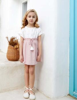 Vestido Dadati Rosa Combinado Para Niña