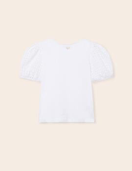 Camiseta Mayoral M/C Perforada Blanco Para Chica