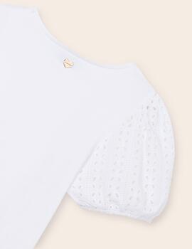 Camiseta Mayoral M/C Perforada Blanco Para Chica