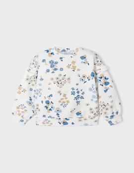 Sudadera Mayoral FLores Crudo Para Niña