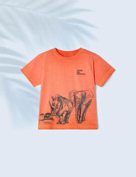 Camiseta Mayoral Animales Naranja Para Niño