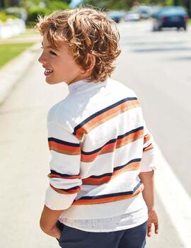 Jersey Mayoral Rayas Naranja Para Niño