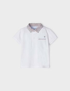 Polo Mayoral Cuello Estampado Blanco Para Niño