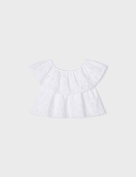 Blusa Mayoral Bordadpo Blancon Para Niña