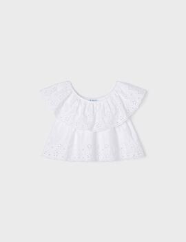 Blusa Mayoral Bordadpo Blancon Para Niña