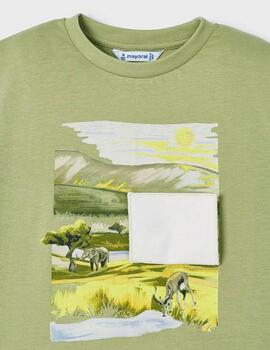 Camisetas Mayoral Cebra Verde Para Niño