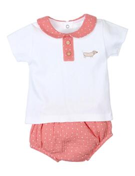 Conjunto Popys 2Pzas Perro Blanco Para Bebè