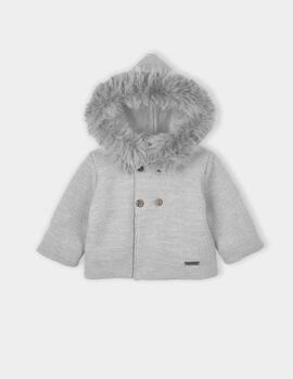 Buzo punto de bebé capucha de pelo en gris de Mac Ilusión.: 78,00 € -  Amelie Ropa Bebe