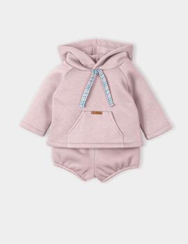 Sudadera Mac-Ilusiòn Capucha+Culotte Rosa Para Beb