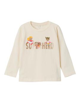 Camiseta Name it Super Heroe Crudo Para Niña
