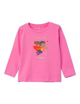Camiseta Name it Heroína Rosa Para Niña